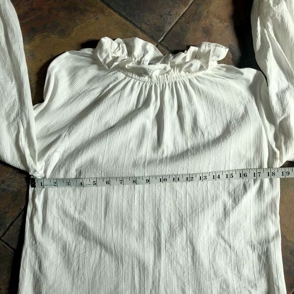 Grifflin Paris Women’s White Cotton Long-sleeved Ruffled Neck Size Small - Picture 4 of 12